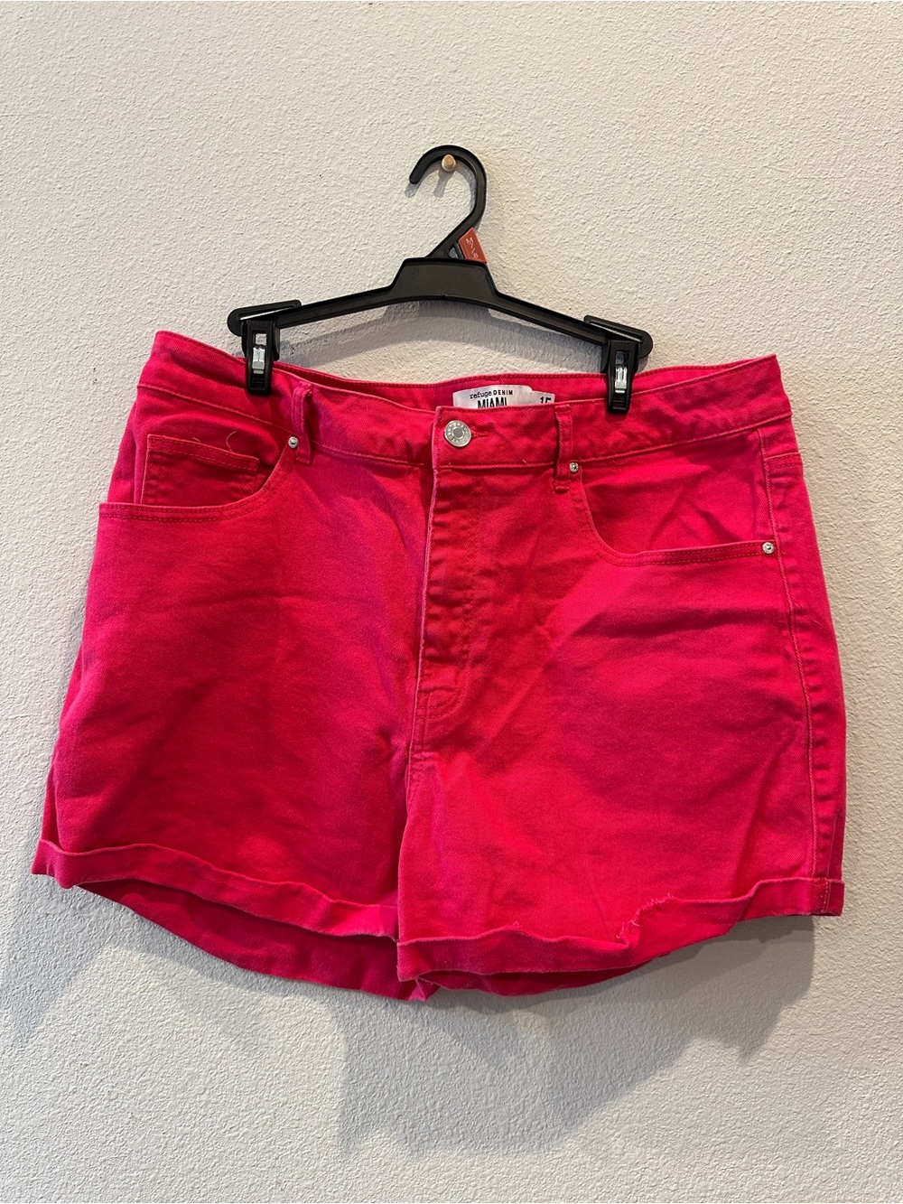 miami Vibrant Pink High-Rise Denim Shorts